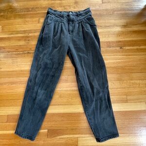 Vintage Pleated Black Denim Jeans